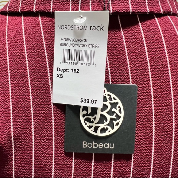 NWT Bobeau Burgundy and Ivory Striped Jumpsuit - Picture 3 of 3